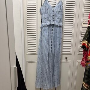 Self-Portrait Light Blue Lace Maxi Dress